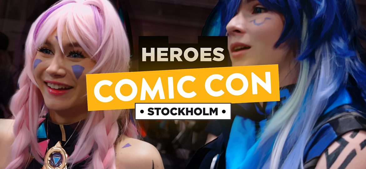 Cosplay-karaktär på Comic Con Stockholm 2025 i färgstark kostym
